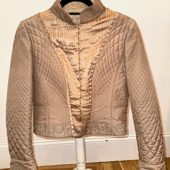 Vintage ELIE TAHARI Silk Jemina Victorian Embroidered Quilted Artwear Jacket Sm - Picture 1 of 10